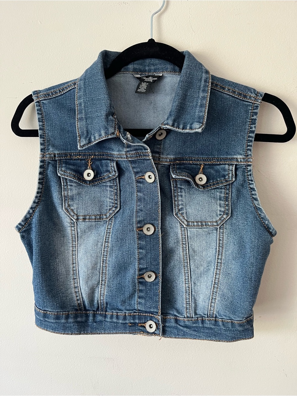 Streetwear Society Denim Cropped Vest
